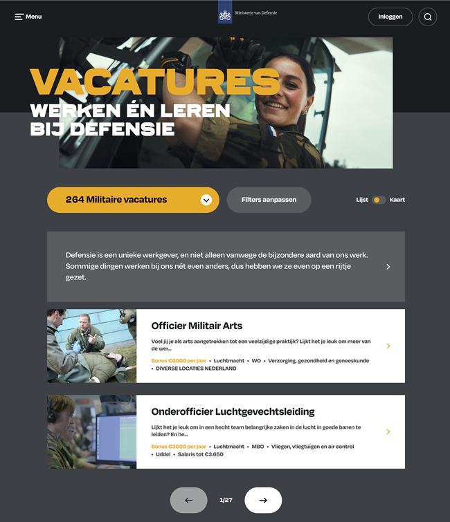 Vacature’zoek’resultaat – Werken bij Defensie