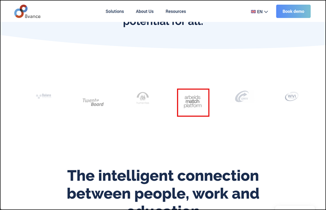 Homepage, klanten -  8vance