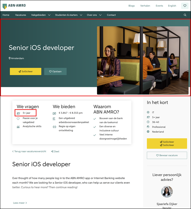 Vacature detailpagina – ABN AMRO