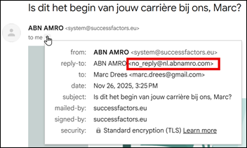 E-mail reactie op sollicitatie – ABN AMRO