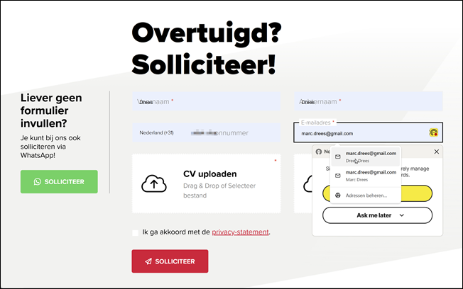 Sollicitatieformulier &ndash; Werken bij BDO
