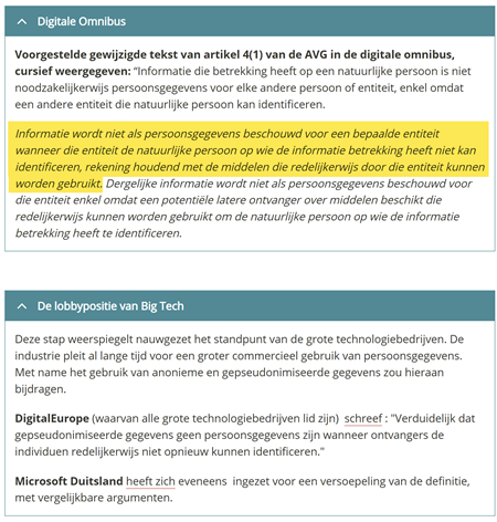 Beperken definitie van persoonsgegevens