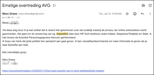 Voorbeeldbrief aan Tweede Kamerleden