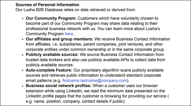 mail Personal Information Notice, 2 &ndash; Lusha