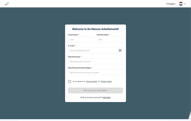 Account aanmaken &ndash; DNA &ndash; Jobliebe &ndash; 8vance