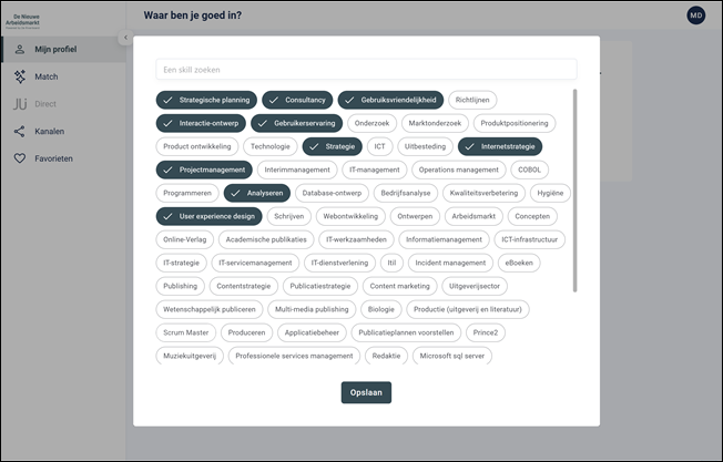 Mijn profiel, waar ben je goed in &ndash; DNA/Jobliebe/8vance