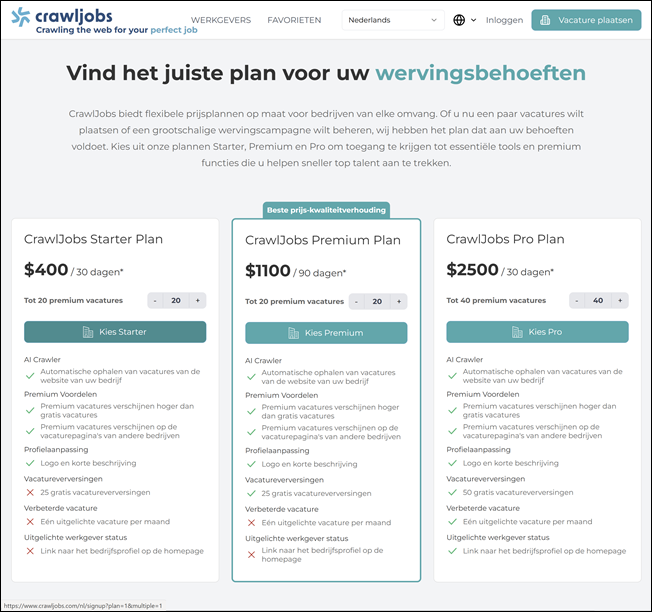 Abonnementen &ndash; Crawljobs