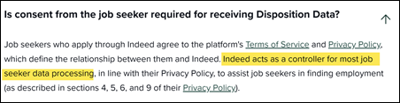 Is consent from the job seeker required for receiving Disposition Data?