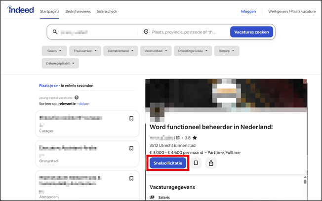 Combinatiepagina &ndash; Indeed
