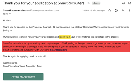 Automatische e-mail response op online sollicitatie &ndash; SmartRecuiters