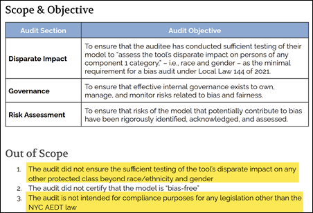 Summary of bias audit results &ndash; Eightfold