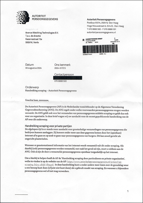 Normbrief AP, 9 juli 2024, pagina 1