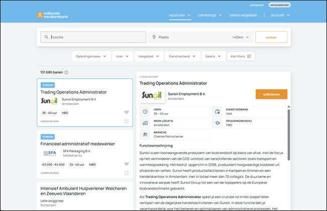 Combinatiepagina &ndash; Nationalevacaturebank