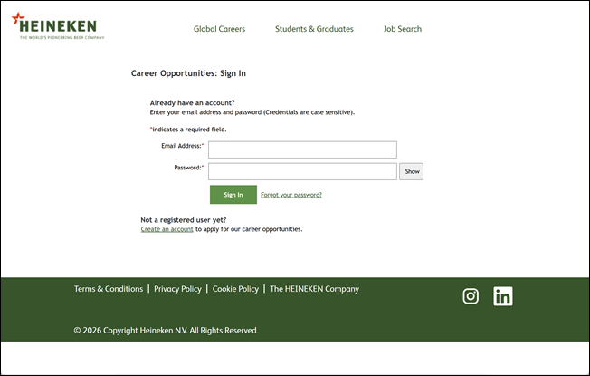 Inlogpagina &ndash; Heineken / SuccessFactors